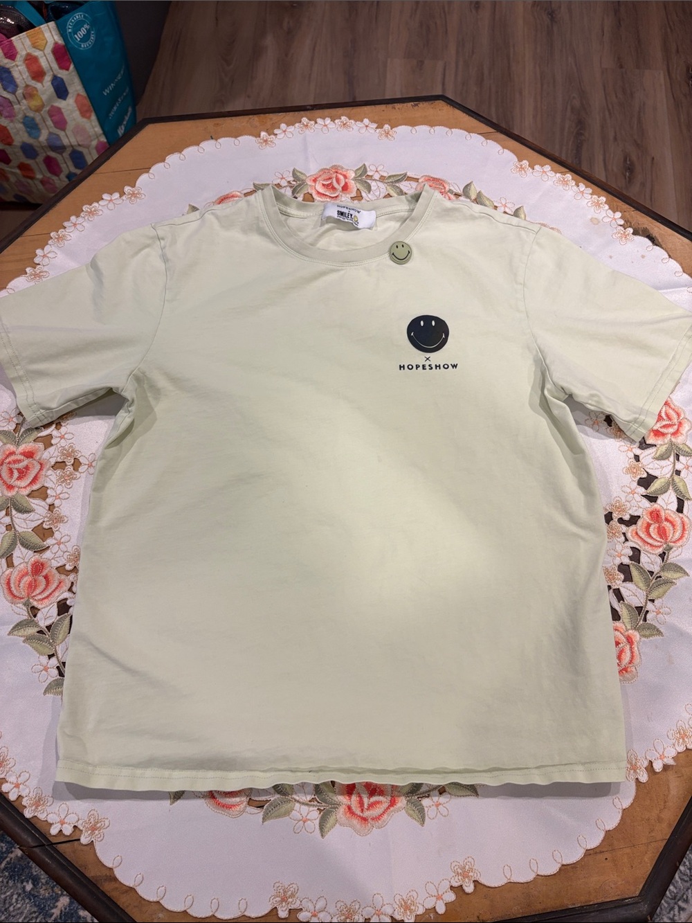 Vintage Light Green Smiley Short Sleeve Tee